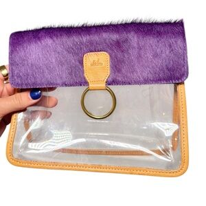 Purple and Tan Clutch with Gold Accents